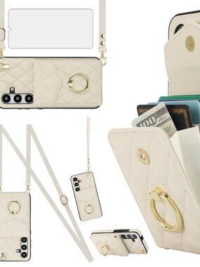 for Samsung Galaxy S24 Plus S24+ 5G Wallet Cover with Tempered Glass